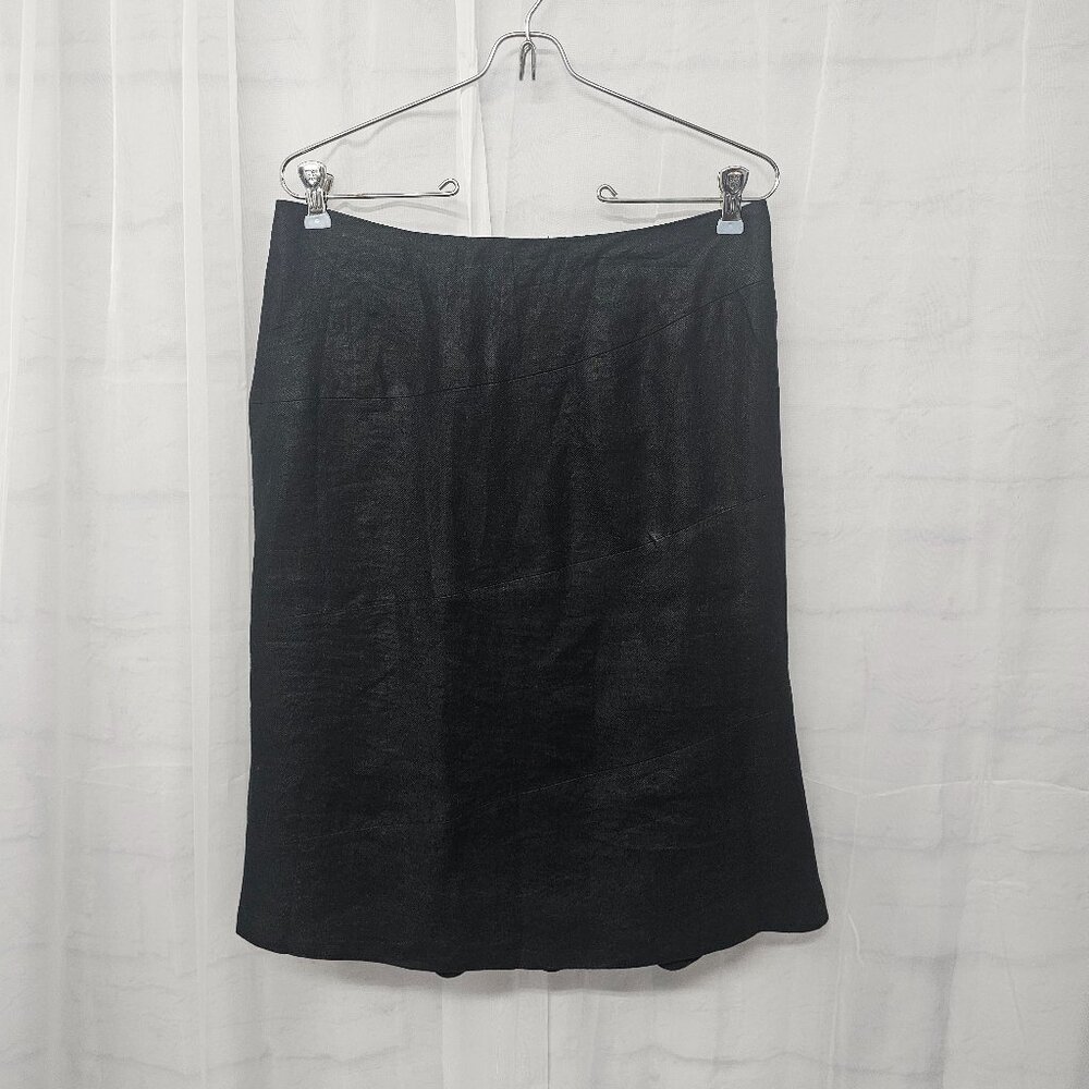 Vintage Nicole Farhi Black Linen Skirt A-line Classic Casual Office 8